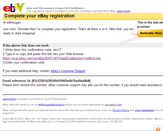 изображение: регистрация Ebay